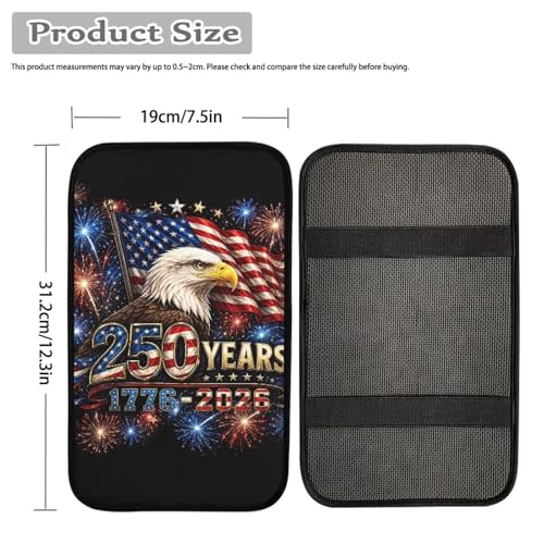 Aermican Flag Bald Eagle Print Universal Car Center Console Cover,Soft Armrest Protector for SUVs,Trucks - color: Bald Eagle Aermican 250 Years