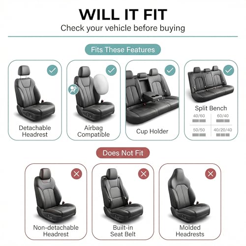 FH Group Car Seat Covers Trendy Elegance Blue Full Set Automotive Seat Covers, Airbag and Split Rear Combo Non-Slip Dash Grip Pad Universal Fit Interior Accessories Cars Trucks SUV Car Accessories