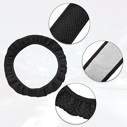 X AUTOHAUX Steering Wheel Cover Universal Elastic Stretch Antislip Breathable Microfiber Ice Silk Interior Trim Wheel Protector for Car Truck SUV Black - color: Black
