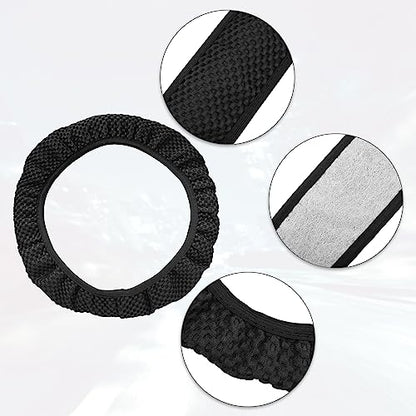 X AUTOHAUX Steering Wheel Cover Universal Elastic Stretch Antislip Breathable Microfiber Ice Silk Interior Trim Wheel Protector for Car Truck SUV Black - color: Black