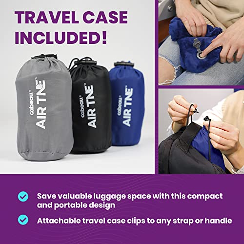 Cabeau Inflatable Travel Pillow – Air TNE – Adjustable, Lightweight, and Supportive for Sleeping on Airplanes, Trains, and Cars– Customized Fit and Compact Carrying Case (Midnight Black)