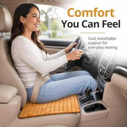 DECHOUS Natural Bamboo Chair Cushion Summer Cooling Car Seat Cover Pad for Office Chair - Breathable Seat Cushion Mat Comfort and Durability - 16.2 Inch
