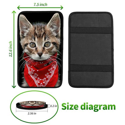Universal Auto Center Console Pad and 2Pcs Car Coasters Set, Anti Slip Soft Neoprene Car Armrest Seat Box Cover Protector Universal Fit - Car Interior Accessories, Cat - color: 490