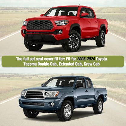 Nilight Car Seat Covers Custom Fit 2005-2024 Toyota Tacoma Double Extended Crew Cab Waterproof Faux Leather Cushion Full Set with Split Bench 40/60 for SR5 TRD Sport Limited - color: Full Sets 5 Seat, style: Toyota Tacoma 2005-2024