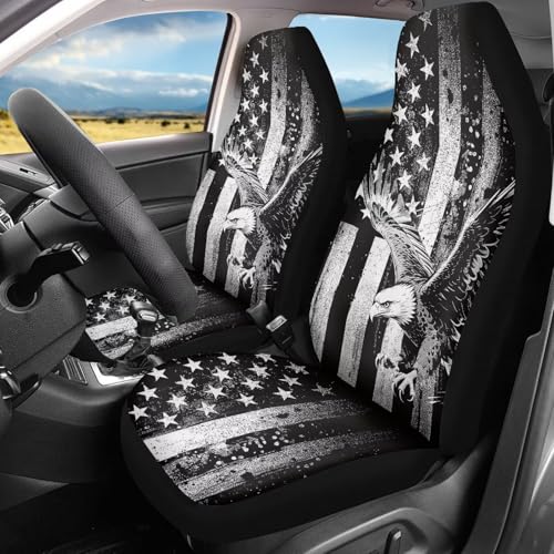 INSTANTARTS 250th US Flag Front Car Seat Covers Two Front Seats Only 2PCS Soft Automotive Vehicle Seat Cover Fit for Most Cars, SUV,Truck - color: 250th Eagle US Flag