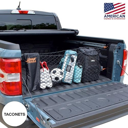 TacoNets Envelope Cargo Net for Ford Maverick - Fits 2022-Current - Upgraded 5mm Bungee - Integrated Storage Bag - Heavy Duty Carabiners - Designed in USA - style: Ford Maverick 2022+
