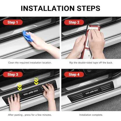 Hellet 4PCS Car Door Sill Protector for Dodge 2016-2020 2023 2024 2025 2026 Durango Accessories Stainless Steel Material Black Brushed Door Entry Guards