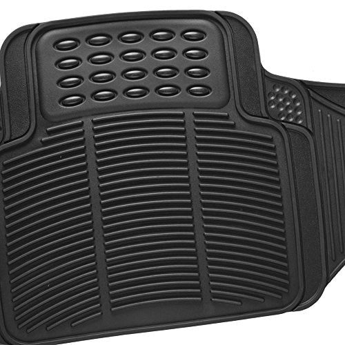 BDK Heavy Duty Rugged Ridged Complementary Rubber Rear Floor Mats Liners, All Weather Protection, Designed for Trucks Cars Sedan SUV