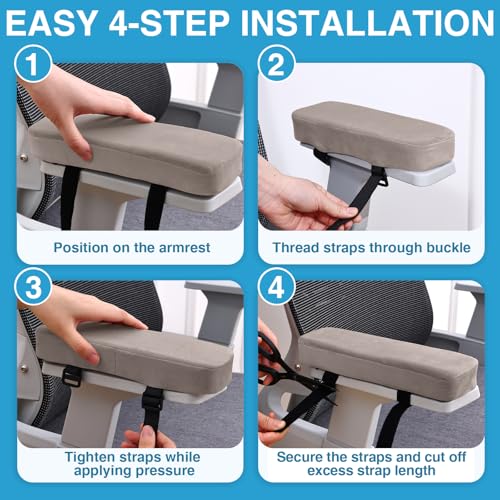 Smiry Ergonomic Office Chair Armrest Pads, Memory Foam Arm Rest Covers, Non-Slip Armrest Cushion with Adjustable Buckles and Straps, Elbow Relief for Desk, Gaming & Wheelchair (Taupe, Set of 2) - color: Taupe