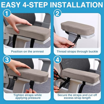 Smiry Ergonomic Office Chair Armrest Pads, Memory Foam Arm Rest Covers, Non-Slip Armrest Cushion with Adjustable Buckles and Straps, Elbow Relief for Desk, Gaming & Wheelchair (Taupe, Set of 2) - color: Taupe
