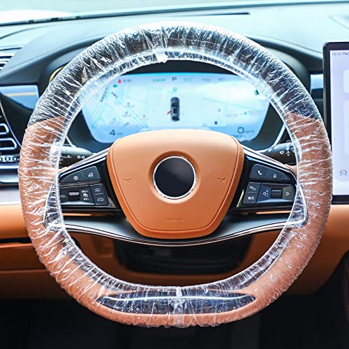 250 Pcs Disposable Car Seat Covers Clear Plastic Car Seat Covers Protector Includes Wheel Covers, Gear Selector Covers and Handbrake Cover for Auto Truck Bus Accessories