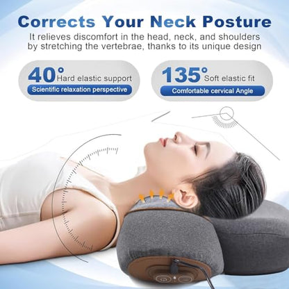 3-in-1 Neck Massager Pillow with Heat - Electric Deep Tissue Massage for Neck & Shoulder Pain Relief, Portable Hump Corrector, Memory Foam Massaging Pillow for Home, Car, Office