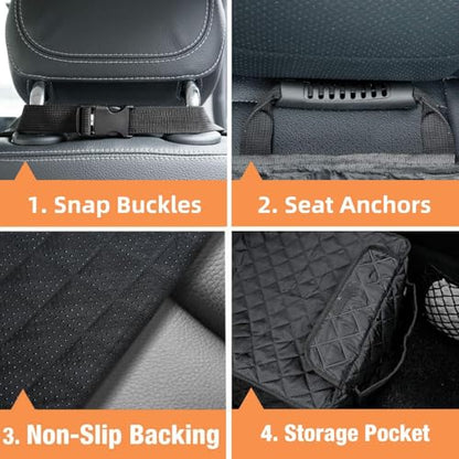 Waterproof Dog Seat Cover 2-Pack for Front Seats – Nonslip Scratchproof Captain Chair Covers with Side Flaps, Universal Fit for Cars, Trucks, SUVs, Jeep