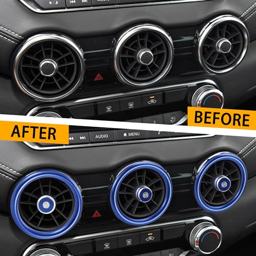 TOMALL 6pcs Aluminum AC Vent Outlet Ring Cover Compatible with Nissan 14th Gen Sentra 2020 2021 2022 2023 2024 2025 Air Conditioning Vent Trim Decoration Interior Accessories (Blue)