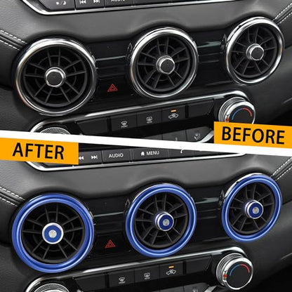 TOMALL 6pcs Aluminum AC Vent Outlet Ring Cover Compatible with Nissan 14th Gen Sentra 2020 2021 2022 2023 2024 2025 Air Conditioning Vent Trim Decoration Interior Accessories (Blue)
