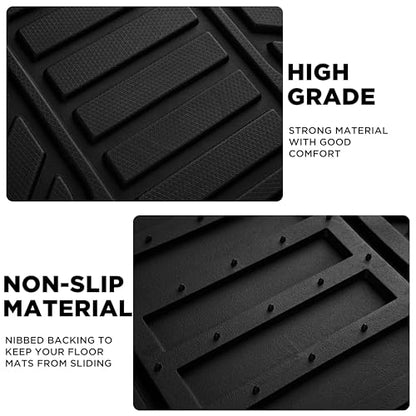 PIC AUTO Heavy Duty Rubber Floor Mats, Blue Aluminum Film Car Mats Set, Front and Rear Car Mats with Anti-Slip Backing, All Weather Protection, Trim-to-Fit for Automotive SUV, Sedan, Van - color: Blue