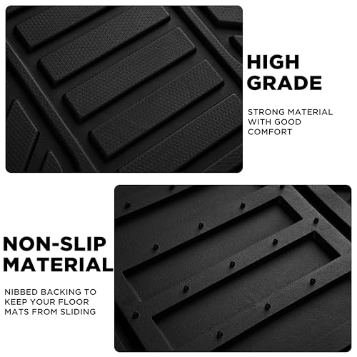PIC AUTO Heavy Duty Rubber Floor Mats, Gray Aluminum Film Car Mats Set, Front and Rear Car Mats with Anti-Slip Backing, All Weather Protection, Trim-to-Fit for Automotive SUV, Sedan, Van - color: Gray