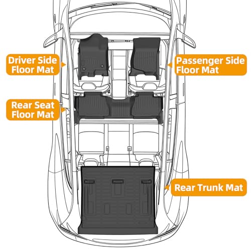 Floor Mats for Chevy Tahoe 2007 2008 2009 2010 2011 2012-2014 & GMC Yukon Bench (NOT fit XL or Hybrid), for Chevrolet Tahoe Floor Mats 1st & 2nd Row & Cargo Liner, 8 Seats, TPE Summer Winter - style: 4)2007-2014|Tahoe 8 Seats|Floor&Cargo Mats