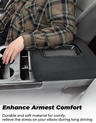 ISSYAUTO Center Console Cover Compatible with Silverado Sierra 2014 2015 2016 2017 2018 with 40/20/40 Jump Seat Console Neoprene Armrest Cover (fit Split Bench Seat Console ONLY) - color: Black~Neoprene, size: Jump Seat Console 2014-2018 Silverado Sierra