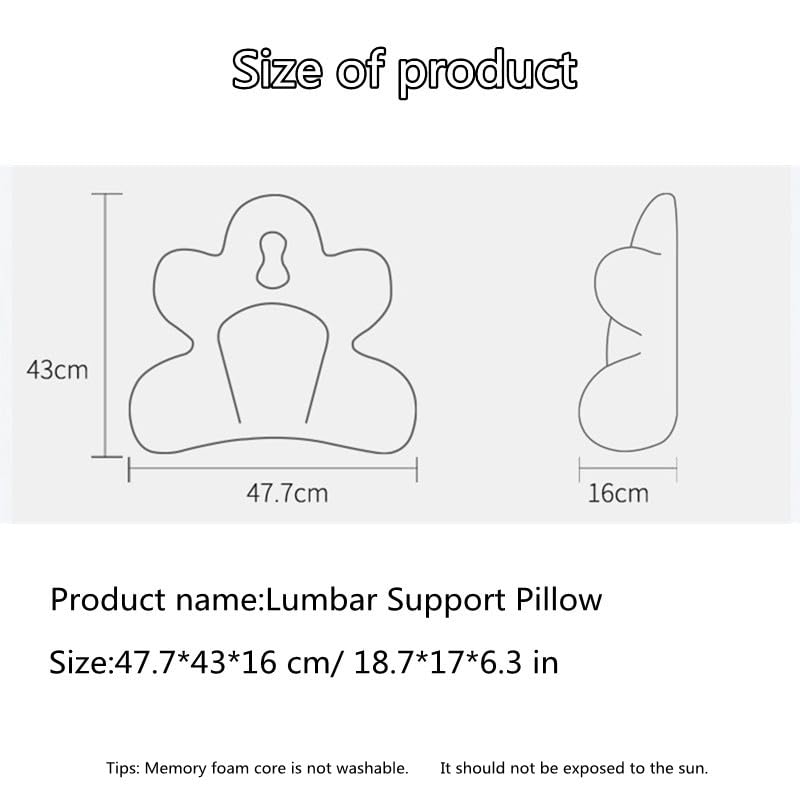 Lumbar Support Pillow for Office Chair, Back Pillow Lumbar Support for Car, Chair, Sofa - Improve Lower Back Pain Relief & Sitting Posture, Memory Foam Back Cushion for Long Sitting (Green)