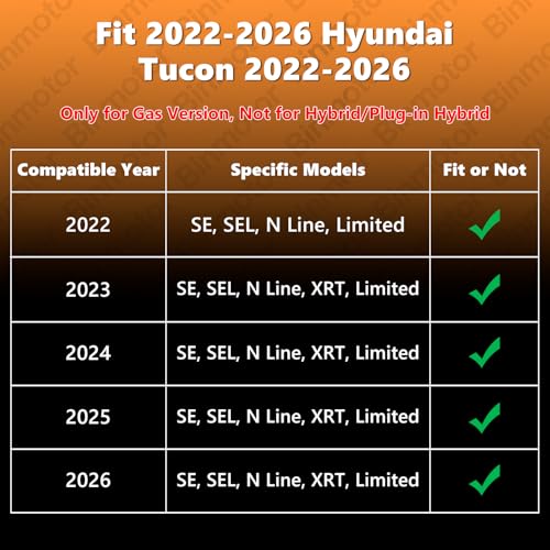 Binmotor-Floor Mats & Cargo Liner for 2022-2026 Hyundai Tucson 2022-2026 Gas Version, All Weather Car Floor Mats Cargo Tunk Mat Floor Liners Tucson Accessories - style: 2) Car Mats for Hyundai Tucson Fuel (2022-2026)