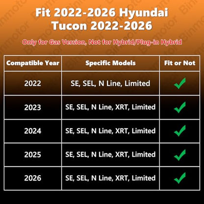 Binmotor-Floor Mats & Cargo Liner for 2022-2026 Hyundai Tucson 2022-2026 Gas Version, All Weather Car Floor Mats Cargo Tunk Mat Floor Liners Tucson Accessories - style: 2) Car Mats for Hyundai Tucson Fuel (2022-2026)
