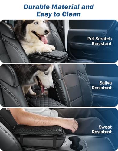 JOYTUTUS Universal Center Console Cover, Leather Arm Rest Covers Armrest Cover for Car, Middle Console Cover Lid, Car Arm Rest Cushion Pad for Most Vehicle, SUV, Car, Sedan, Car Black Accessories
