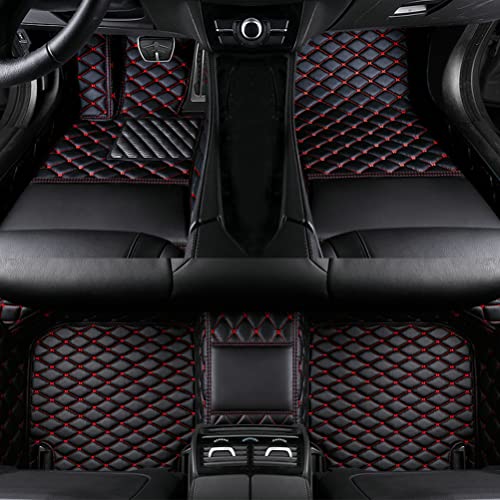 TAHALI Custom Colors Car Floor Mats Black Pink for 99.9% Sedan SUV Sports， All-Weather Liners Car Floor mat，Luxury Leather Automotive Floor Mats (Black Red,3D Floor Mats) - color: Black Red