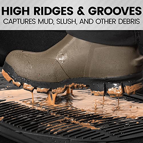 BDK OF-554 Rubber Car Floor Mats, Universal Front & Rear Combo Set with Trunk Cargo Mat Liner for Car Sedan SUV Van, Heavy Duty All Weather Trim to Fit - color: Black