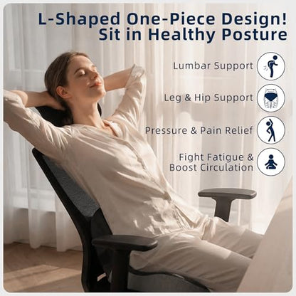 lazyzzz Office Chair Cushion, Memory Foam Seat Cushion with Lumbar Support & Adjustable Strap, Ergonomic Car Orthopedic Seat Cushion Back Pain Relief for Truck Driver, Office Chair, Gaming Chair
