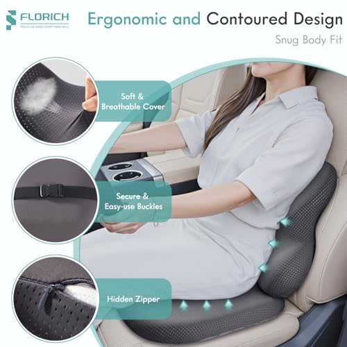 Car Seat Cushion and Lumbar Support Pillow for Office Chair Car, Ergonomic Memory Foam, Relieves Back Sciatica Pain, Pressure-Relieving Back Support for Car, Office Chair & Wheelchair – Gray - color: Deepgray, size: Seat Cushion&Lumbar Pillow