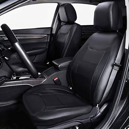 Flying Banner car seat Covers Protects Water Proof Faux Leather Carbon Fiber Front and Rear Bench (Black Black, Full Set - 9PCS) - color: Solid Black, size: Full Set -- 9PCS