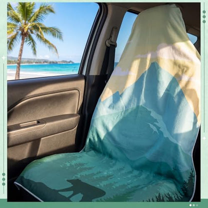 2 Pack Car Seat Towel Covers, 63 x 32 Universal Non Slip Microfiber Sweat Protector for Gym Running Swimming Yoga, Washable Bucket Seat Covers for Cars Trucks SUVs(Mountain Bear) - style: Mountain Bear