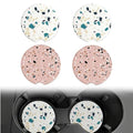 Absorbent Ceramic Car Cup Holder Coasters, 4 Pcs, White and Pink, 2.56 Inch Diameter, Round