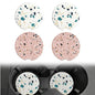 Absorbent Ceramic Car Cup Holder Coasters, 4 Pcs, White and Pink, 2.56 Inch Diameter, Round