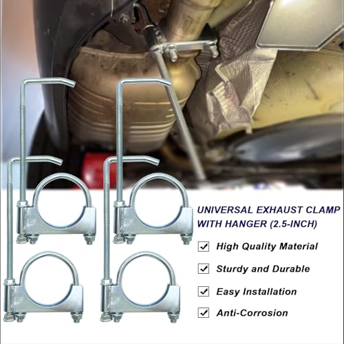 2.5-Inch Universal Exhaust Clamp with Hanger, 4Pcs Muffler Hanger Exhaust Hanger for 2.5 Inch Exhaust Pipes - size: 2.5 Inch-4 PACK
