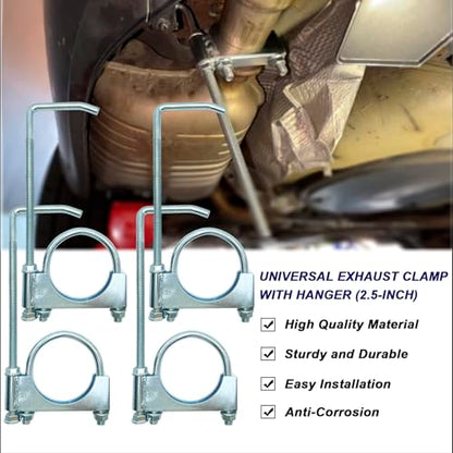 2.5-Inch Universal Exhaust Clamp with Hanger, 4Pcs Muffler Hanger Exhaust Hanger for 2.5 Inch Exhaust Pipes - size: 2.5 Inch-4 PACK