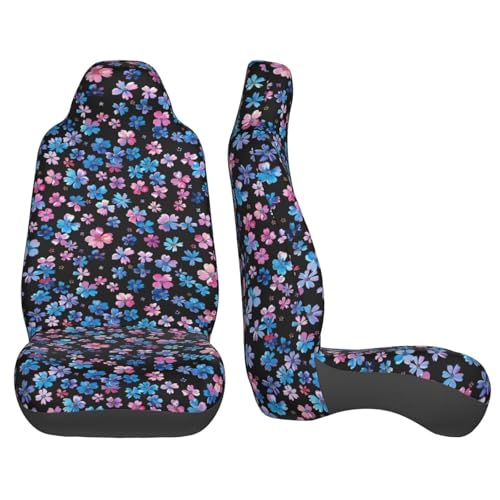 Car Seat Covers Full Set of 2 Blue and Pink Cherry Blossom Auto Seat Protector Polyester Fabric Front Seat Rear Bucket Seat Cover Universal fit for SUV Truck Van Sedans, Cute Floral - color: Pink Cherry Blossom
