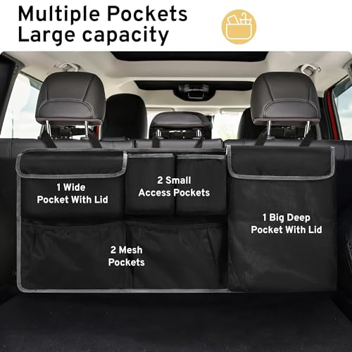 XHRING Car Trunk Organizer Storage Backseat Hanging Bag for Mazda CX5/CX-5 CX30/CX-30 CX50/CX-50 CX9/CX-9 CX3 CX7/CX-7 GS GT I Sport Touring Carbon Edition SUV Camping Accessories 2000-2025 2026