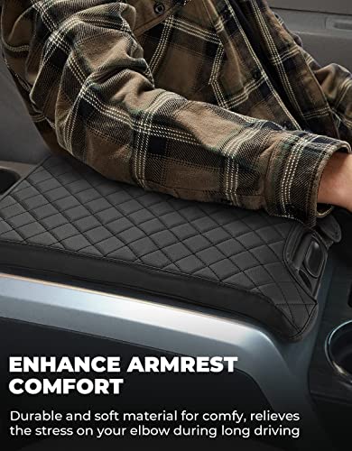 ISSYAUTO Center Console Cover Armrest lid Cover Compatible with 2009-2014 F150, Leather Arm Rest Covering for Car, Well-Make Durable Middle Console Cover Armrest Box Protective Cover - color: Leather[Full Cover the Console], size: 2009-2014 F150