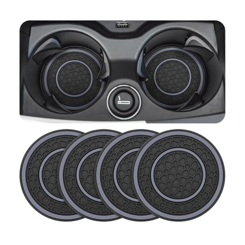 Osilly Car Coasters for Cup Holder, 2.75 Inch No-Slip Anti Dust Insert Coaster, Universal Auto Waterproof Coasters Silicon Insulation Cup Mats for Woman Man, Suit for Vehicle (Black/Gray, 4PCS) - color: Black/Gray, size: 4PCS