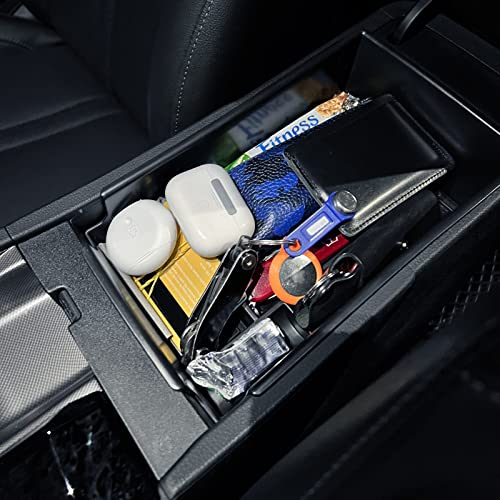 Center Console Organizer Tray Compatible with Hyundai Sonata Accessories 2020 2021-2022 2023 Limited N-Line Interior Armrest Secondary Storage Box ABS Material, Black Trim