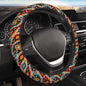 Southwest Boho Aztec Tribal Steering Wheel Cover - Universal 15 Inch, Brown Western Car Steering Wheel Covers Protector Saddle Blanket, Mandala - color: Southwest