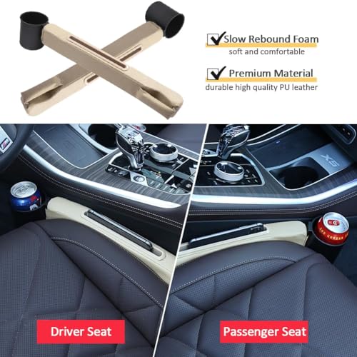Car Seat Gap Filler 2 Pack,Car Seat Gap Filler Organizer,Car Seat Gap Plug with Storage Slot,3 in 1 Car Seat Gap Filler with Cup Holder,Prevent Small Items from Falling(Black)