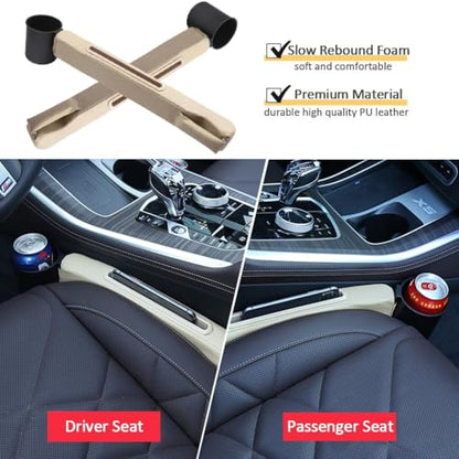 Car Seat Gap Filler 2 Pack,Car Seat Gap Filler Organizer,Car Seat Gap Plug with Storage Slot,3 in 1 Car Seat Gap Filler with Cup Holder,Prevent Small Items from Falling(Black)