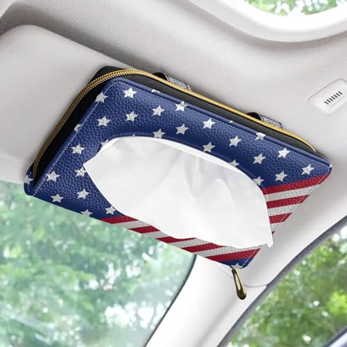 Flag Pattern Leather Car Tissue Holder for Car Sun Visor and Back Seat PU Leather Car Visor Accessories Automotive Visor Tissue Holder - color: Flag Pattern