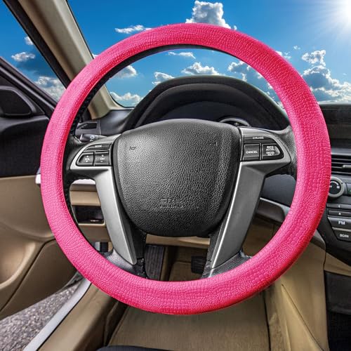 FH Group Universal Fit Silicone Snake Pattern with Massaging Grip Steering Wheel Cover fits most Cars, SUVs, Trucks, and Vans Magenta - color: Magenta