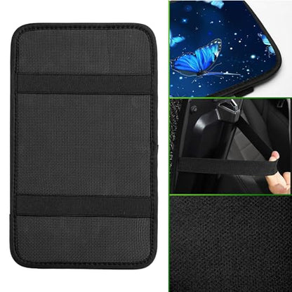 Universal Auto Center Console Pad and 2Pcs Car Coasters Set, Anti Slip Soft Neoprene Car Armrest Seat Box Cover Protector Universal Fit - Car Interior Accessories, Blue Butterfly - color: 511