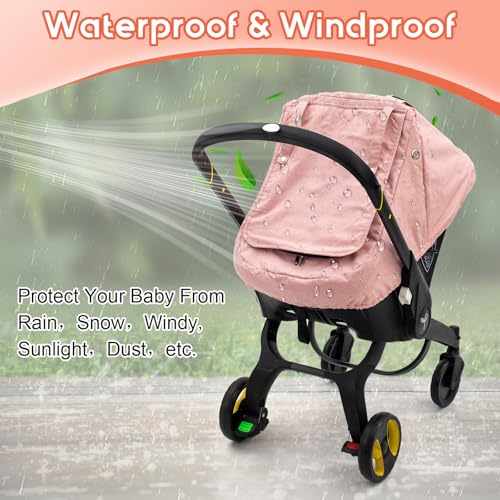 Waterproof Car Seat Cover Baby, 3D Mink Dot Infant Car Seat Cover with 2 Breathable Vents, Universal Carseat Canopy for Girls Boys, Baby Carrier Cover for All Seasons, Protect from Sunlight Rain - color: Pink
