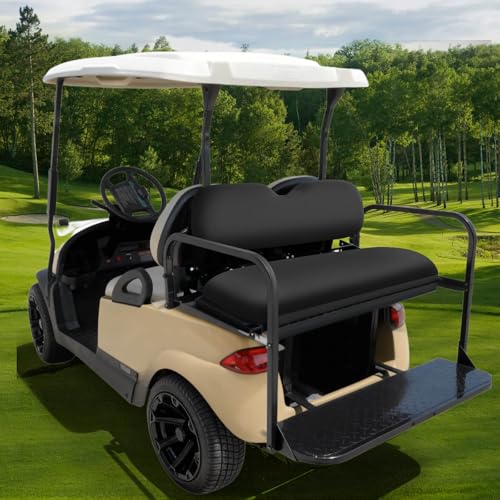 MOSNAI Golf Cart Rear Seat Covers Set for EZGO Club Car Yamaha Aftermarket Rear Seat Cushion, Durable Breathable Bench Seat Covers Washable Polyester Mesh Cloth Without Logo, Black
